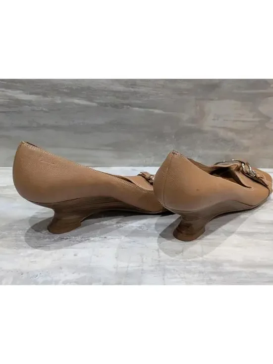 Franco Sarto Women's Tan Leather Buckle Accent Pumps 10M - Picture 4 of 8